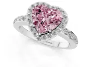 Heart-Shaped Halo Pave Engagement Ring Setting for a Fancy Pink Lab-Grown Diamond | Heart Cutout Gallery | Platinum