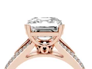 Asscher Cut Pave Split Shank Engagement Ring Setting | Double Claw Prongs | Rose Gold