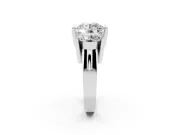 Round Cut Diamond Three-Stone Channel Set Ring Set in Silver with Smooth Polished Band