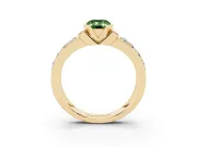 Emerald Cut Half Bezel Engagement Ring Setting for a Fancy Green Lab-Grown Diamond | Channel Band | Yellow Gold