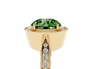 Round Milgrain Halo Engagement Ring Setting for a Fancy Green Lab-Grown Diamond | Side Stones | Yellow Gold