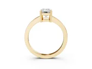 Emerald Cut Diamond Solitaire Ring Set in Yellow gold with Prong Head and Smooth Polished Band