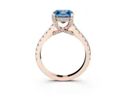 Asscher Cut Hidden Halo Pave Engagement Ring Setting for a Fancy Blue Lab-Grown Diamond | Claw Prongs | Rose Gold