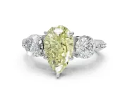 Pear-Shaped Three Stone Engagement Ring Setting for a Fancy Yellow Lab-Grown Diamond | Tapered Pave Band | Platinum