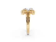 Pear-Shaped Scroll Solitaire Engagement Ring Setting | Rope Twist Band | Yellow Gold