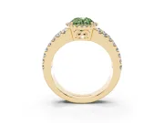 Oval Halo Split Shank Engagement Ring Setting for a Fancy Green Lab-Grown Diamond | Yellow Gold