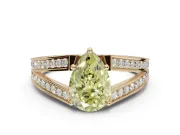 Pear-Shaped Split Shank Pavé Engagement Ring Setting for a Fancy Yellow Lab-Grown Diamond | Yellow Gold