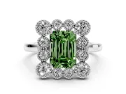 Emerald Cut Halo Engagement Ring Setting for a Fancy Green Lab-Grown Diamond | Sterling Silver - Design NV-24775