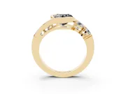 Heart-Shaped Bezel Bypass Engagement Ring Setting for a Black Center | Yellow Gold