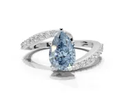 Pear-Shaped Bypass Pavé Engagement Ring Setting for a Fancy Blue Lab-Grown Diamond | White Gold