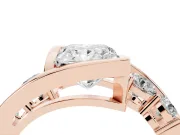 Princess Cut Diamond Bezel Bypass Ring Set in Rose gold with Round Accents