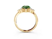 Round Cluster Engagement Ring Setting for a Fancy Green Lab-Grown Diamond | Yellow Gold