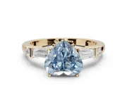 Heart-Shaped Tapered Baguette Engagement Ring Setting for a Fancy Blue Lab-Grown Diamond | Bar Set Sides | Yellow Gold