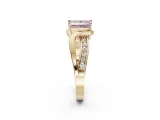Princess Cut Bypass Solitaire Engagement Ring Setting for a Fancy Pink Lab-Grown Diamond | Pavé Strands | Yellow Gold