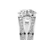 Round Split Shank Pavé Engagement Ring Setting | Engraved Leaf Sides | Sterling Silver
