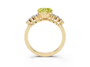 Fancy Yellow Heart Cut Diamond Cluster Engagement Ring Set in Yellow gold with Pavé Band and Prong Setting