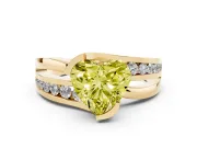Heart-Shaped Graduated Bypass Engagement Ring Setting for a Fancy Yellow Lab-Grown Diamond | Split Shank | Yellow Gold