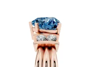 Heart-Shaped Bar-Set Engagement Ring Setting for a Fancy Blue Lab-Grown Diamond | Rose Gold