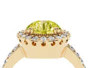 Round Vintage Milgrain Halo Engagement Ring Setting for a Fancy Yellow Lab-Grown Diamond | Pierced Gallery | Yellow Gold