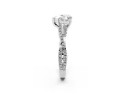 Heart-Shaped Twisted Pavé Solitaire Engagement Ring Setting | Split Shank | White Gold