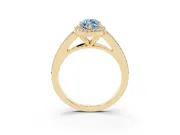 Marquise Split Shank Halo Engagement Ring Setting for a Fancy Blue Lab-Grown Diamond | Yellow Gold
