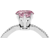 Heart-Shaped Twisted Engagement Ring Setting for a Fancy Pink Lab-Grown Diamond | Beaded Twist | Sterling Silver
