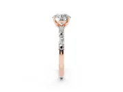 Round Baguette Side Stone Engagement Ring Setting | Alternating Accents | Rose Gold