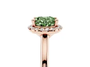 Oval Halo Engagement Ring Setting for a Fancy Green Lab-Grown Diamond | Plain Polished Band | Rose Gold