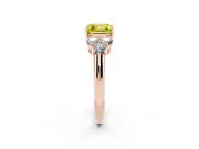 Asscher Cut Side Stone Engagement Ring Setting for a Fancy Yellow Lab-Grown Diamond | Rose Gold
