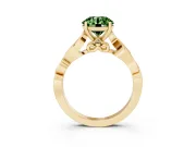 Round Vine Engagement Ring Setting for a Fancy Green Lab-Grown Diamond | Yellow Gold
