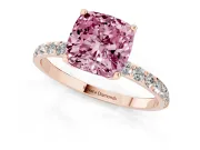 Cushion Cut Pave Engagement Ring Setting for a Fancy Pink Lab-Grown Diamond | Slim Band | Rose Gold