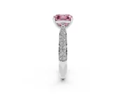 Asscher Cut Pavé Engagement Ring Setting for a Fancy Pink Lab-Grown Diamond | Multi-Row Shoulders | Sterling Silver