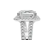 Asscher Cut Halo Split Shank Engagement Ring Setting | Pavé Shoulders | Platinum