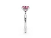 Round Micro-Prong Hidden Halo Engagement Ring Setting for a Fancy Pink Lab-Grown Diamond | Plain Band | Sterling Silver