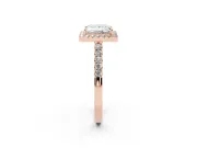 Princess Cut Diamond Halo Pavé Solitaire Ring Set in Rose gold with Prong-Set Center Stone