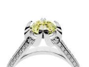 Fancy Yellow Marquise Cut Diamond Pavé Split Shank Solitaire Ring Set in Silver with Prong Setting