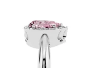 Fancy Pink Pear Cut Diamond Halo Engagement Ring Set in Platinum with Plain Split Shank and Prong Setting