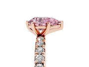 Fancy Pink Pear Cut Diamond Pavé Solitaire Ring Set in Rose gold with Round Band and Prong Setting