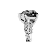 Fancy Black Heart Cut Diamond Solitaire Engagement Ring Set in Silver with Twisted Pavé Band and Prong Setting