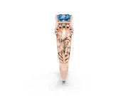 Cushion Cut Filigree Engagement Ring Setting for a Fancy Blue Lab-Grown Diamond | Rose Gold