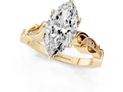 Marquise Vintage Vine Solitaire Engagement Ring Setting | Milgrain Leaves | Yellow Gold