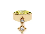 Oval Milgrain Bezel Engagement Ring Setting for a Fancy Yellow Lab-Grown Diamond | Yellow Gold