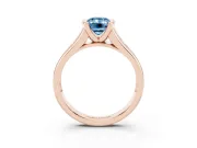 Emerald Cut Half Bezel Engagement Ring Setting for a Fancy Blue Lab-Grown Diamond | Rose Gold