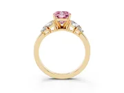 Cushion Cut Leaf Cluster Engagement Ring Setting for a Fancy Pink Lab-Grown Diamond | Yellow Gold