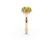 Fancy Yellow Asscher Cut Diamond Round Cluster Halo Ring Set in Yellow gold with Solitaire Band and Prong Setting