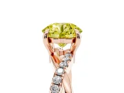 Fancy Yellow Round Cut Diamond Twist Band Solitaire Set in Rose gold with Pavé Accents and Prong Setting