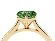 Fancy Green Heart Cut Diamond Solitaire Ring Set in Yellow gold with Cathedral Band and Prong Setting