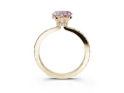 Heart-Shaped Hidden Halo Engagement Ring Setting for a Fancy Pink Lab-Grown Diamond | Pavé Band | Yellow Gold