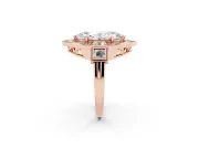 Marquise Cut Diamond Milgrain Halo Ring Set in Rose gold with Split Shank