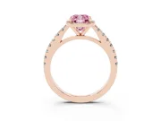 Cushion Cut Halo Pavé Engagement Ring Setting for a Fancy Pink Lab-Grown Diamond | Rose Gold